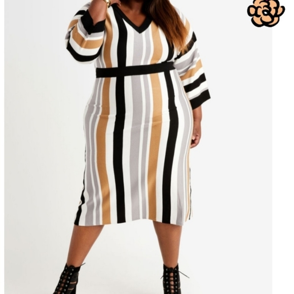 Ashley Stewart Dresses & Skirts - Ashley Stewart Striped Dolman Sleeve Sweater Dress
